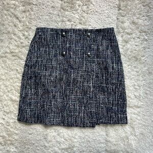 LOFT Navy and White Tweed Pencil Skirt